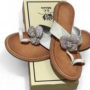 CC Shoes Women's Silver and Tan Sandals